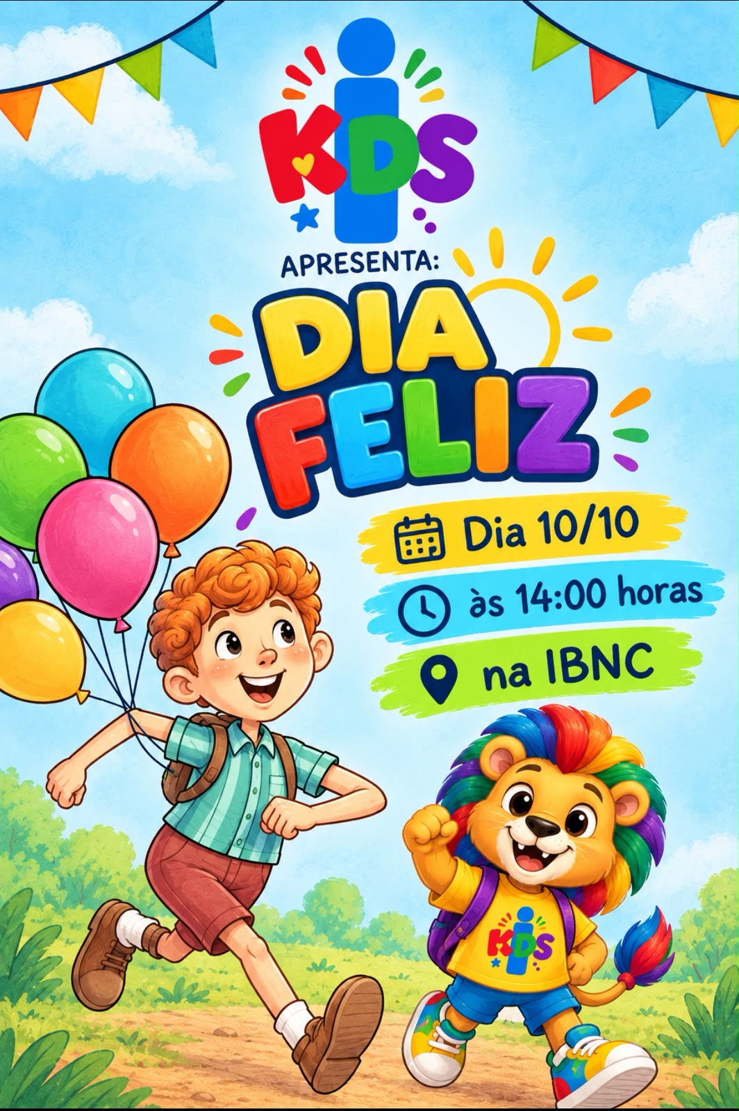 Arte da campanha IMPACTO KIDS APRESENTA: DIA FELIZ